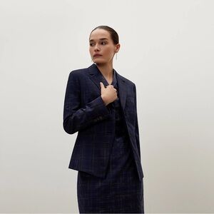 MM. Lafleur Ross Blazer Black Plaid Pantsuit SET Trousers Size 8 Virgin Wool